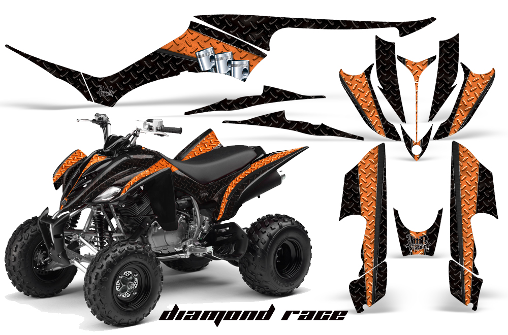 Yamaha Raptor 350 Graphics DiamondRace Orange BlackBG